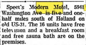 Speets Modern Motel (Websters Inn) - July 1968 Article (newer photo)